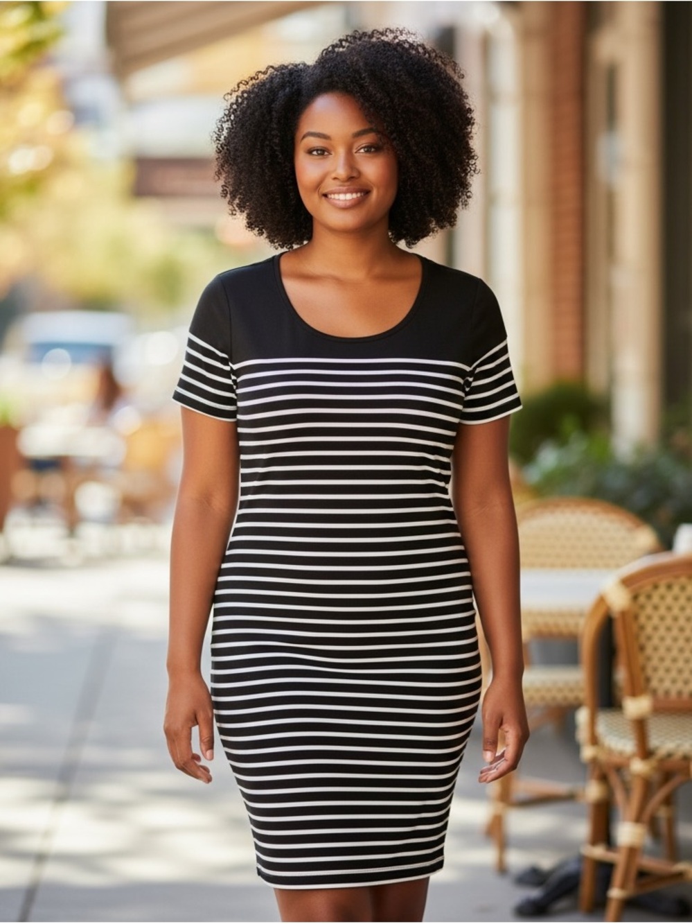 Torrid Black & White Striped Jersey Dress size 1 (large)